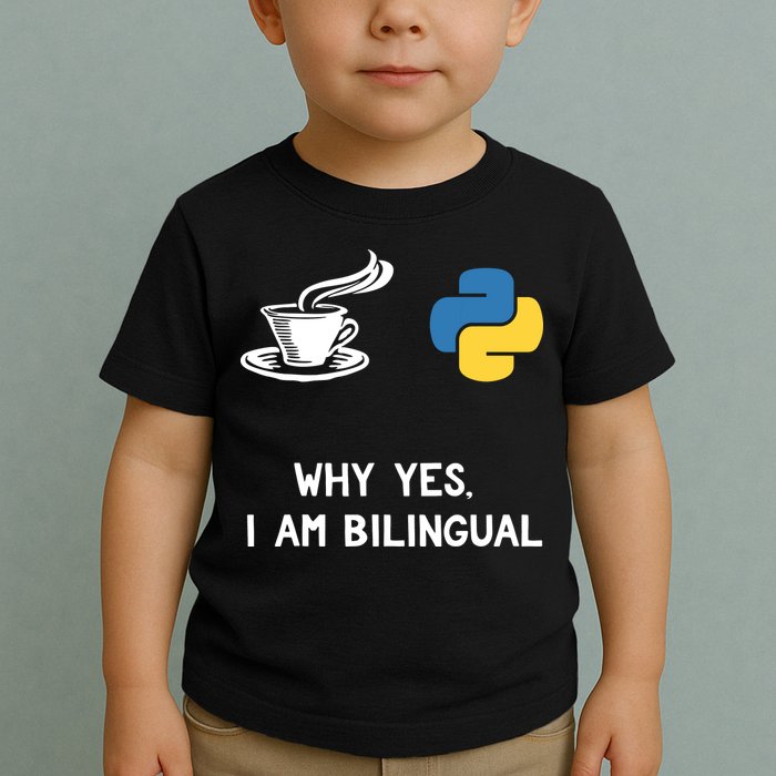 Funny Python Java Programmer Bilingual Coder Gift Tee Toddler T-Shirt