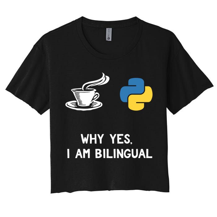 Funny Python Java Programmer Bilingual Coder Gift Tee Crop Top