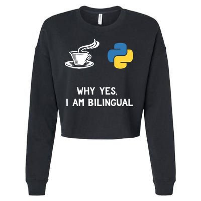 Funny Python Java Programmer Bilingual Coder Gift Tee Cropped Pullover Crew