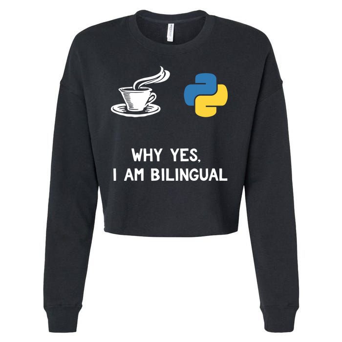 Funny Python Java Programmer Bilingual Coder Gift Tee Cropped Pullover Crew