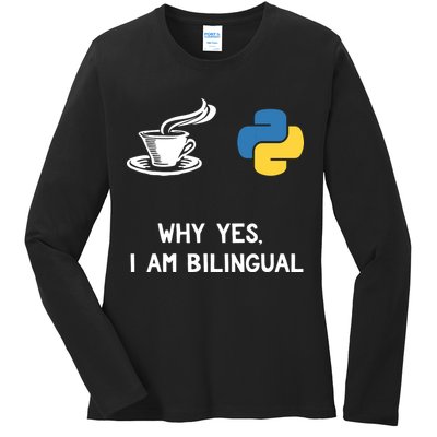Funny Python Java Programmer Bilingual Coder Gift Tee Ladies Long Sleeve Shirt