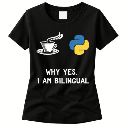 Funny Python Java Programmer Bilingual Coder Gift Tee Womens T-Shirt
