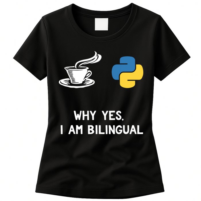 Funny Python Java Programmer Bilingual Coder Gift Tee Womens T-Shirt