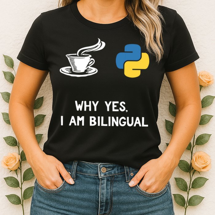 Funny Python Java Programmer Bilingual Coder Gift Tee Womens T-Shirt