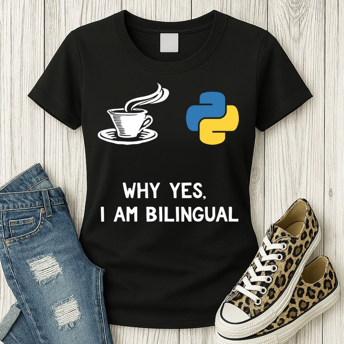 Funny Python Java Programmer Bilingual Coder Gift Tee Womens T-Shirt