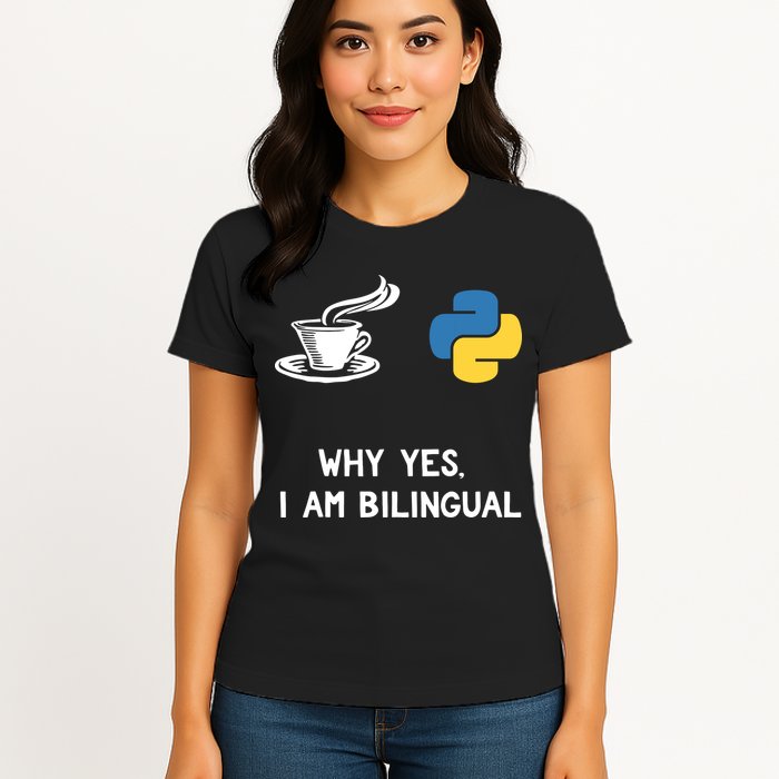 Funny Python Java Programmer Bilingual Coder Gift Tee Womens T-Shirt