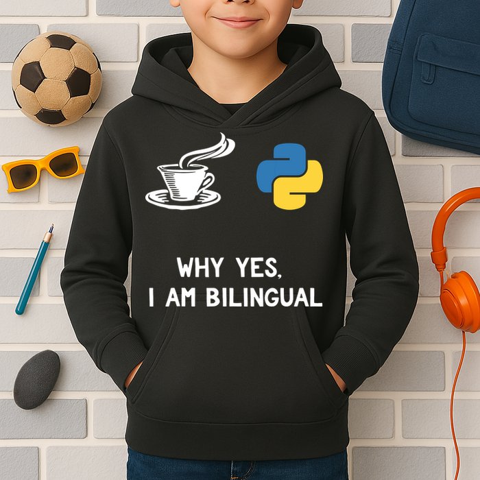 Funny Python Java Programmer Bilingual Coder Gift Tee Kids Hoodie