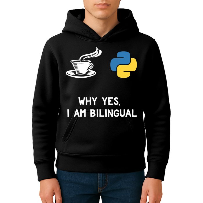 Funny Python Java Programmer Bilingual Coder Gift Tee Kids Hoodie