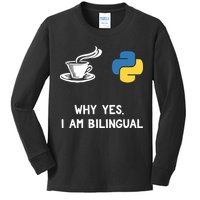 Funny Python Java Programmer Bilingual Coder Gift Tee Kids Long Sleeve Shirt