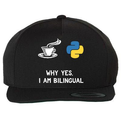 Funny Python Java Programmer Bilingual Coder Gift Tee Wool Snapback Cap