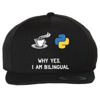 Funny Python Java Programmer Bilingual Coder Gift Tee Wool Snapback Cap