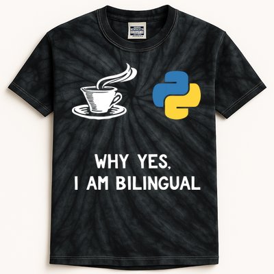 Funny Python Java Programmer Bilingual Coder Gift Tee Kids Tie-Dye T-Shirt