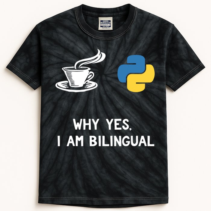 Funny Python Java Programmer Bilingual Coder Gift Tee Kids Tie-Dye T-Shirt