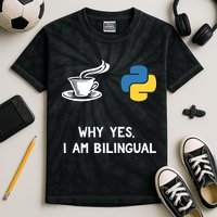 Funny Python Java Programmer Bilingual Coder Gift Tee Kids Tie-Dye T-Shirt