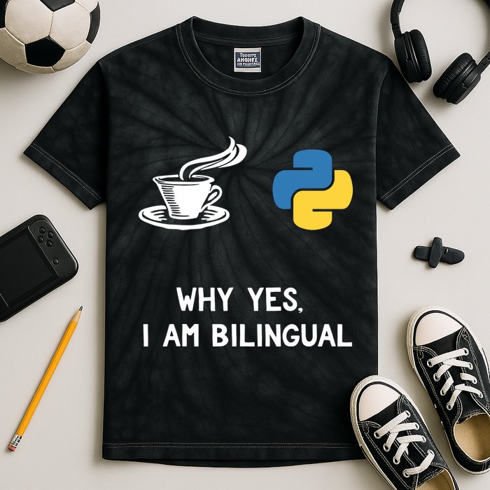 Funny Python Java Programmer Bilingual Coder Gift Tee Kids Tie-Dye T-Shirt