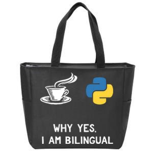 Funny Python Java Programmer Bilingual Coder Gift Tee Zip Tote Bag