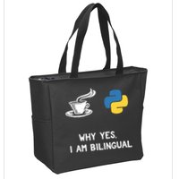 Funny Python Java Programmer Bilingual Coder Gift Tee Zip Tote Bag
