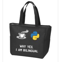 Funny Python Java Programmer Bilingual Coder Gift Tee Zip Tote Bag