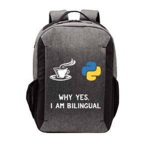 Funny Python Java Programmer Bilingual Coder Gift Tee Vector Backpack