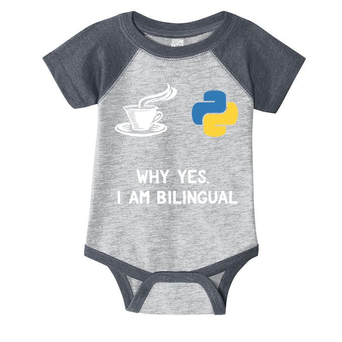Funny Python Java Programmer Bilingual Coder Gift Tee Infant Baby Jersey Bodysuit