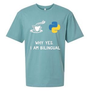 Funny Python Java Programmer Bilingual Coder Gift Tee Sueded Cloud Jersey T-Shirt