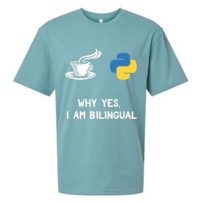 Funny Python Java Programmer Bilingual Coder Gift Tee Sueded Cloud Jersey T-Shirt