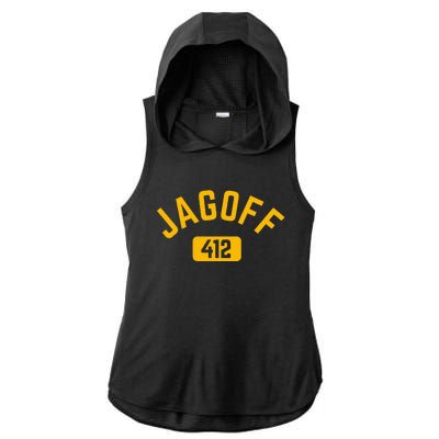 Funny Pittsburgh Jagoff 412 Steel City Pennsylvania Home Ladies PosiCharge Tri-Blend Wicking Draft Hoodie Tank