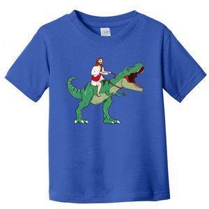 Funny Parody Jesus Riding Dinosaur Meme Dino Lover Believer Toddler T-Shirt