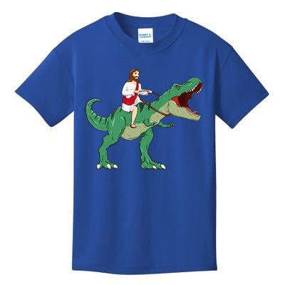 Funny Parody Jesus Riding Dinosaur Meme Dino Lover Believer Kids T-Shirt