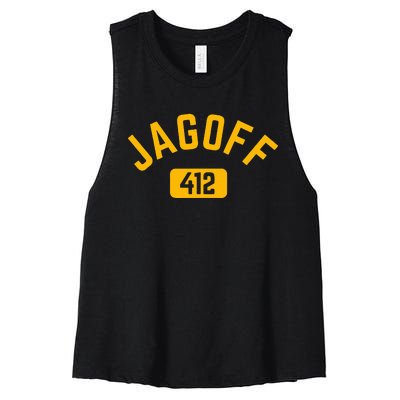 Funny Pittsburgh Jagoff 412 Steel City Pennsylvania Home Women's Racerback Cropped Tank