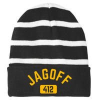 Funny Pittsburgh Jagoff 412 Steel City Pennsylvania Home Striped Beanie with Solid Band