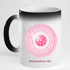 Fun Pickleball, Just One More Game Pink, Pickleball For Life 11oz Black Color Changing Mug