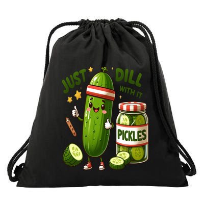 Funny Pickle Just Dill With It Cucumber Exercise Design Gift Drawstring Bag
