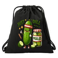 Funny Pickle Just Dill With It Cucumber Exercise Design Gift Drawstring Bag