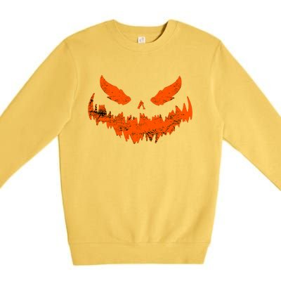 Funny Pumpkin Jack O Lantern Scary Pumpkin Face Halloween Premium Crewneck Sweatshirt