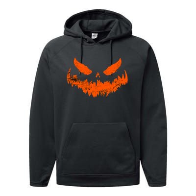 Funny Pumpkin Jack O Lantern Scary Pumpkin Face Halloween Performance Fleece Hoodie