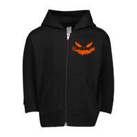 Funny Pumpkin Jack O Lantern Scary Pumpkin Face Halloween Toddler Zip Fleece Hoodie