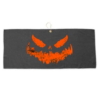 Funny Pumpkin Jack O Lantern Scary Pumpkin Face Halloween Large Microfiber Waffle Golf Towel