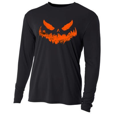 Funny Pumpkin Jack O Lantern Scary Pumpkin Face Halloween Cooling Performance Long Sleeve Crew