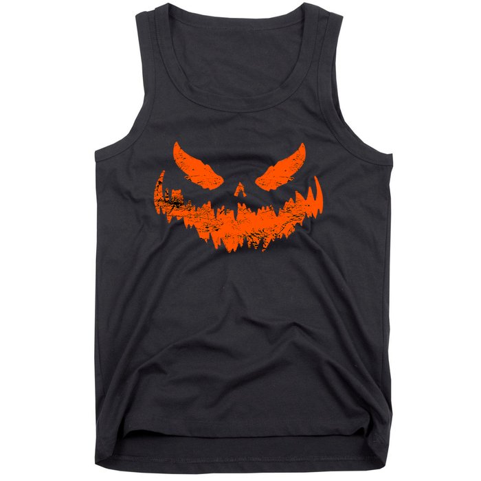 Funny Pumpkin Jack O Lantern Scary Pumpkin Face Halloween Tank Top