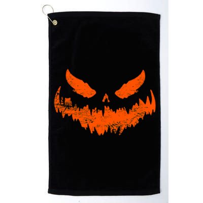 Funny Pumpkin Jack O Lantern Scary Pumpkin Face Halloween Platinum Collection Golf Towel