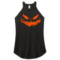 Funny Pumpkin Jack O Lantern Scary Pumpkin Face Halloween Women's Perfect Tri Rocker Tank