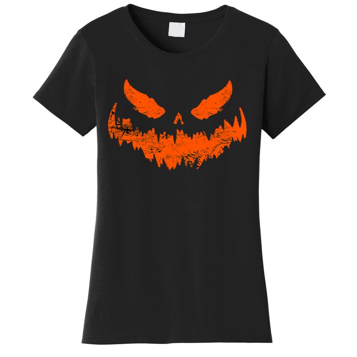 Funny Pumpkin Jack O Lantern Scary Pumpkin Face Halloween Women's T-Shirt