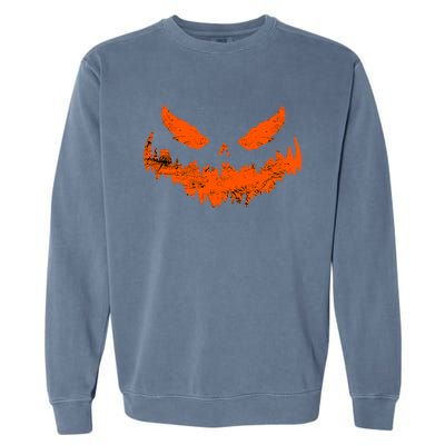 Funny Pumpkin Jack O Lantern Scary Pumpkin Face Halloween Garment-Dyed Sweatshirt