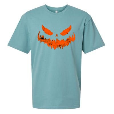 Funny Pumpkin Jack O Lantern Scary Pumpkin Face Halloween Sueded Cloud Jersey T-Shirt