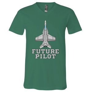 Future Pilot Jet Aviation Fighter Plane Airplane Pilot V-Neck T-Shirt