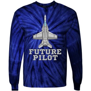 Future Pilot Jet Aviation Fighter Plane Airplane Pilot Tie-Dye Long Sleeve Shirt