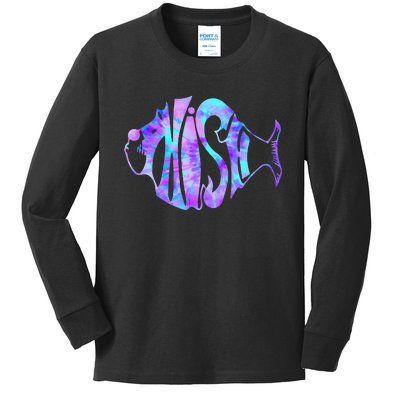 Fish Phish Jam Fishing Fisherman Tie-Dye Kids Long Sleeve Shirt