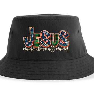 Festive Patten Jesus Name Above All Names Sustainable Bucket Hat