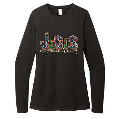 Festive Patten Jesus Name Above All Names Womens CVC Long Sleeve Shirt